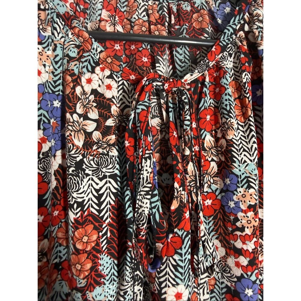 Luxury Boutique Floral Print Tie Neck Long Sleeve Boho Blouse Size M - Picture 4 of 9